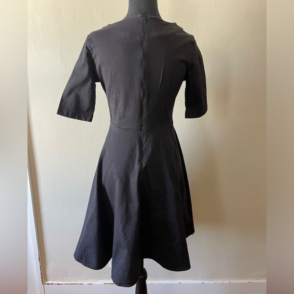 Black/Rose embroidered mid sleeve dress, size med, back zip, like new - Picture 4 of 5